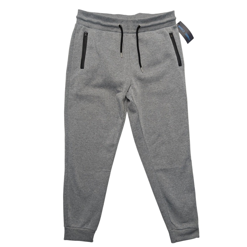 NWT Pure Champ Joggers Mens Large Gray Fleece Sweatpants MFJ-300 Zipper Pockets